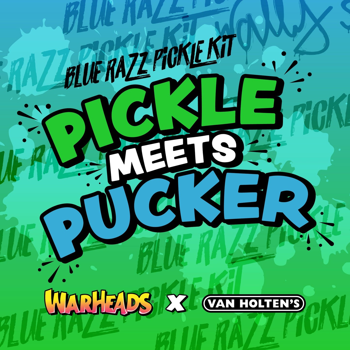 Van Holten'S Pickles Pickle Kit - Warheads Jumbo Blue Raspberry Pickle-In-A-Pouch With Warheads Blue Raspberry Cubes 3.5 Oz Thea