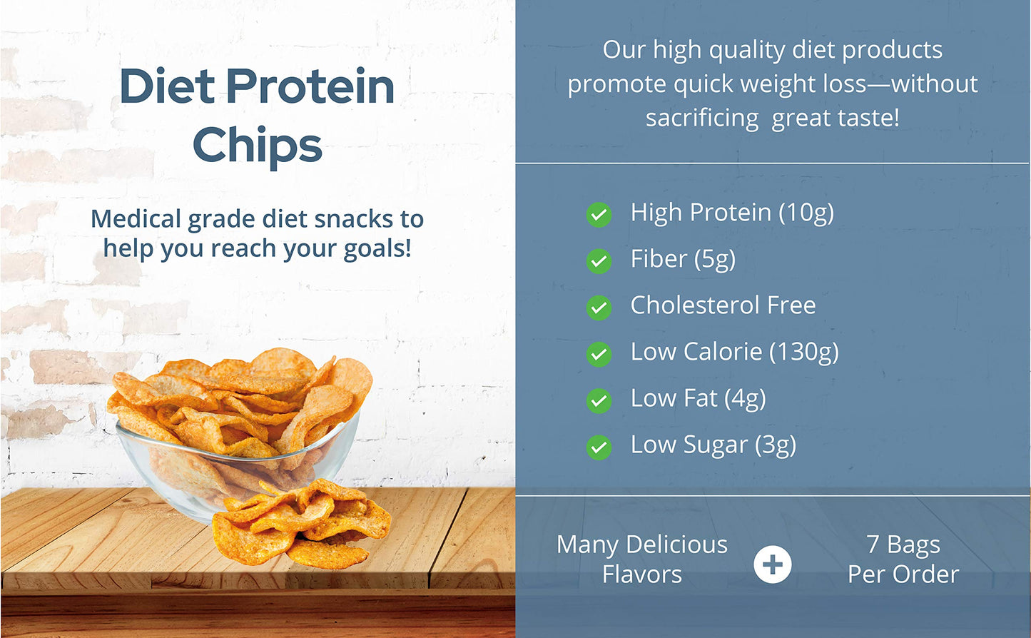 Protiwise Sea Salt & Vinegar Protein Chips | High Protein 14G, High Fiber | Gluten-Free, Low Calorie, Low Carb Snack | Guilt-Free Healthy Snacks | 7/Bags