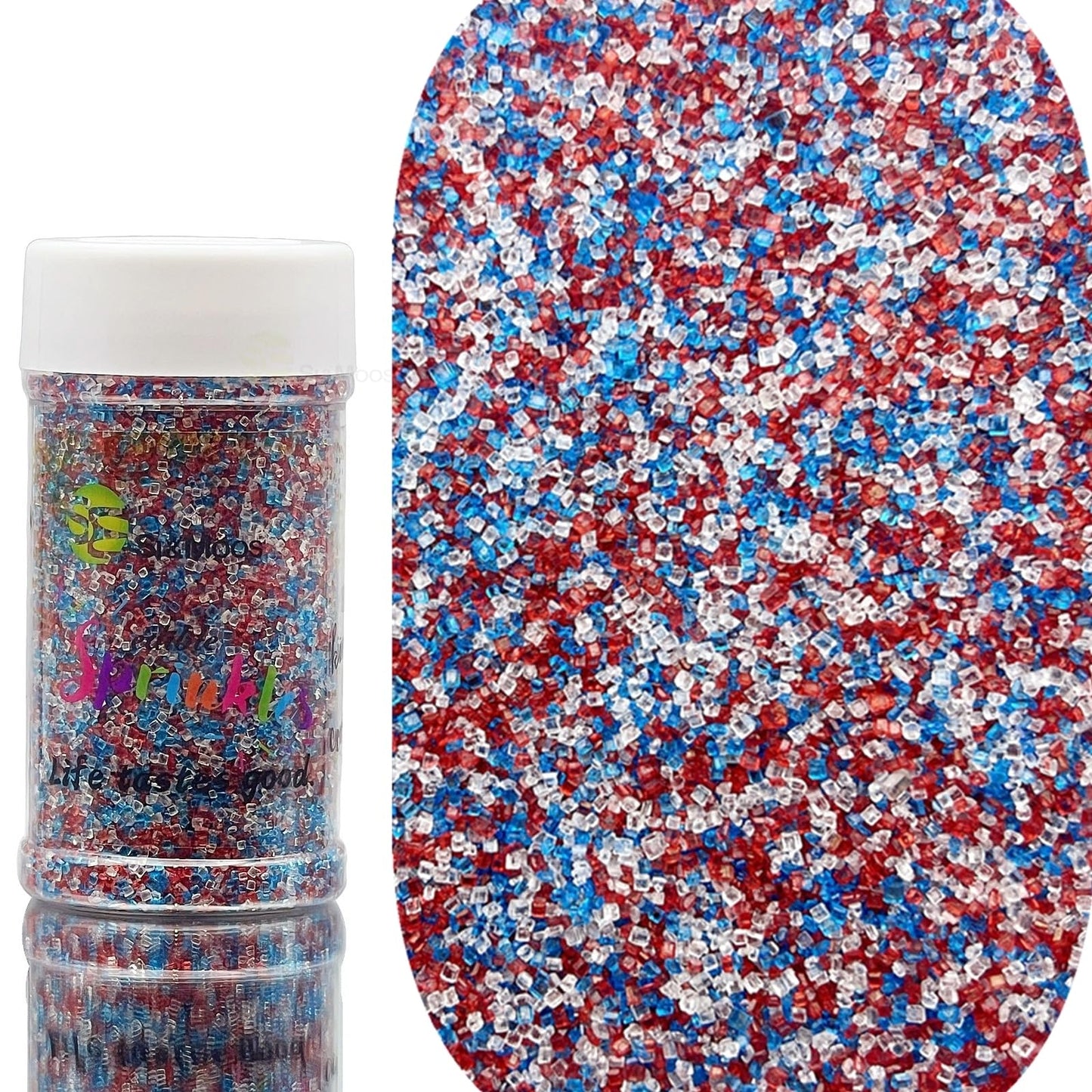 Se Si&Moos Red White And Blue Sanding Sugar Patriotic Sprinkles Fourth Of July Sprinkles Mixed Sugar Rimmer For Cocktails, Edibl