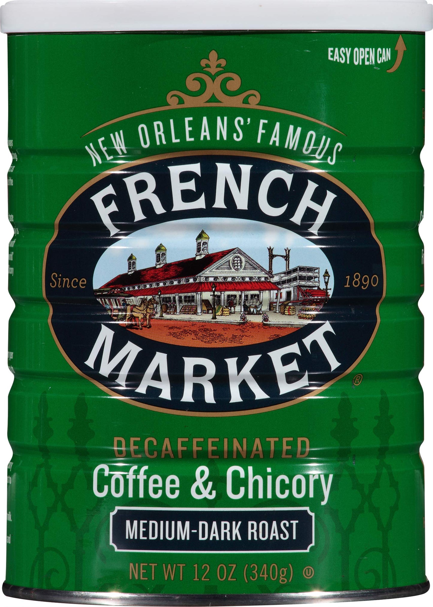 French Market Coffee & Chicory Decaffeinated Medium-Dark Roast Ground Coffee, 12Oz Can (Pack Of 3)