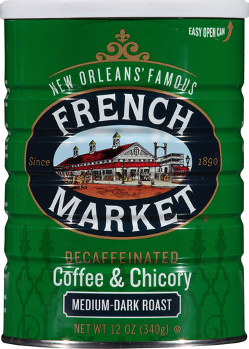 French Market Coffee & Chicory Decaffeinated Medium-Dark Roast Ground Coffee, 12Oz Can (Pack Of 3)