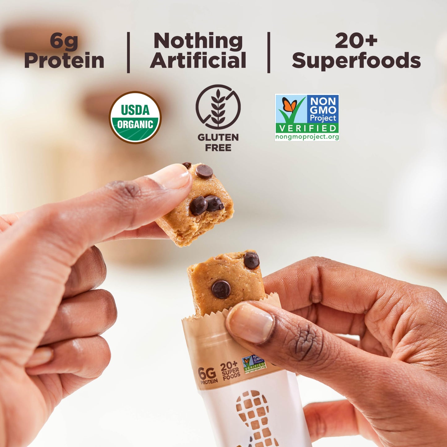 Perfect Bar Mini, Dark Chocolate Chip Peanut Butter Protein Bar, Protein Snack, Snack Bar, Organic, Gluten Free, Soy Free, Non G