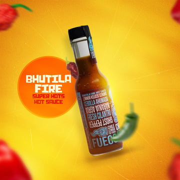Chile Lengua de Fuego BHUTILA FIRE Super Hots Hot Sauce - Sour Orange, Smoked Scotch Bonnet, Jalapeno - Pack of 1 - Red