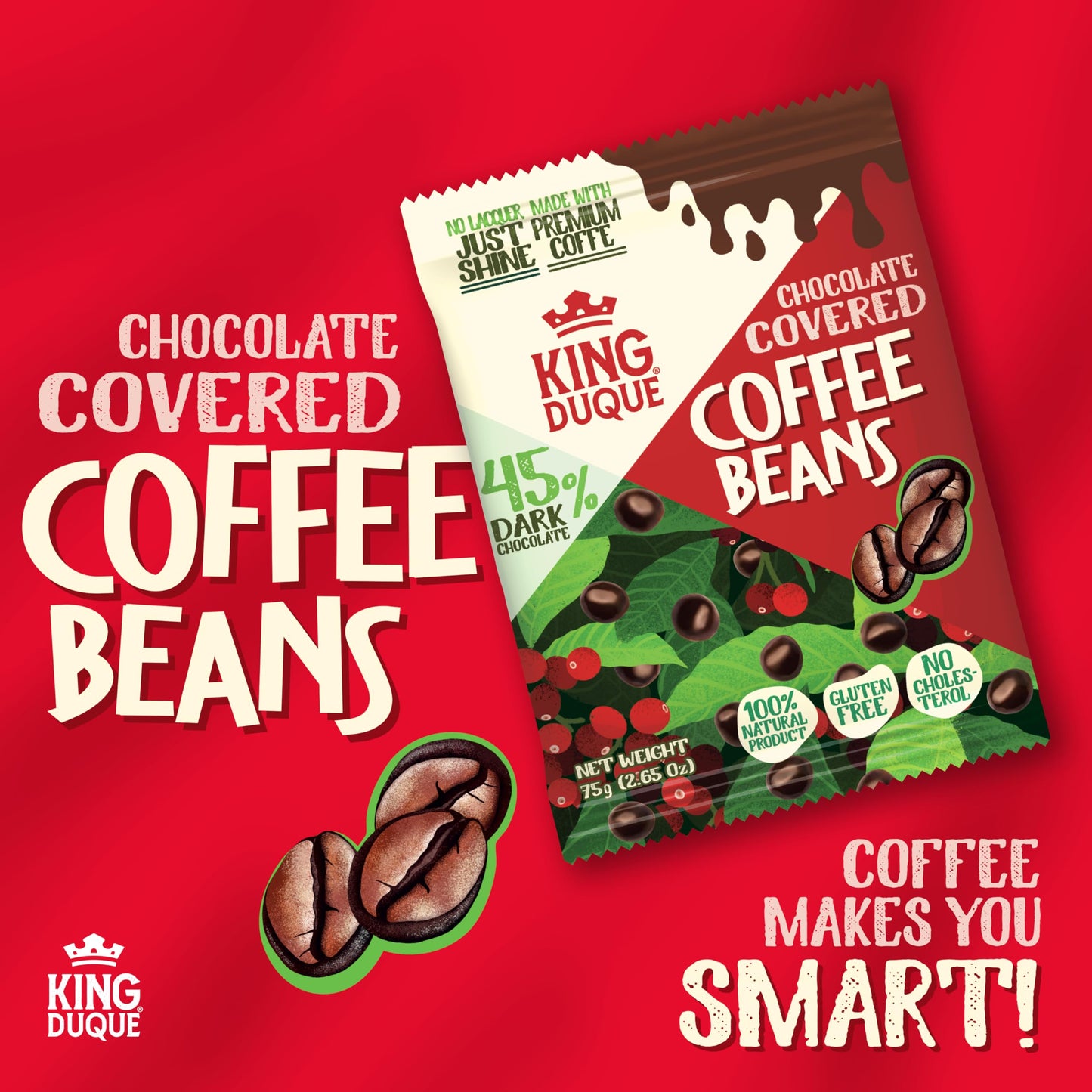 Kingduque, Chocolate Covered Expresso Beans, (Six Pack) , 6 Units Of 75G (2.65 Oz), Made With Premiun Chocolate, Hightland Coffe