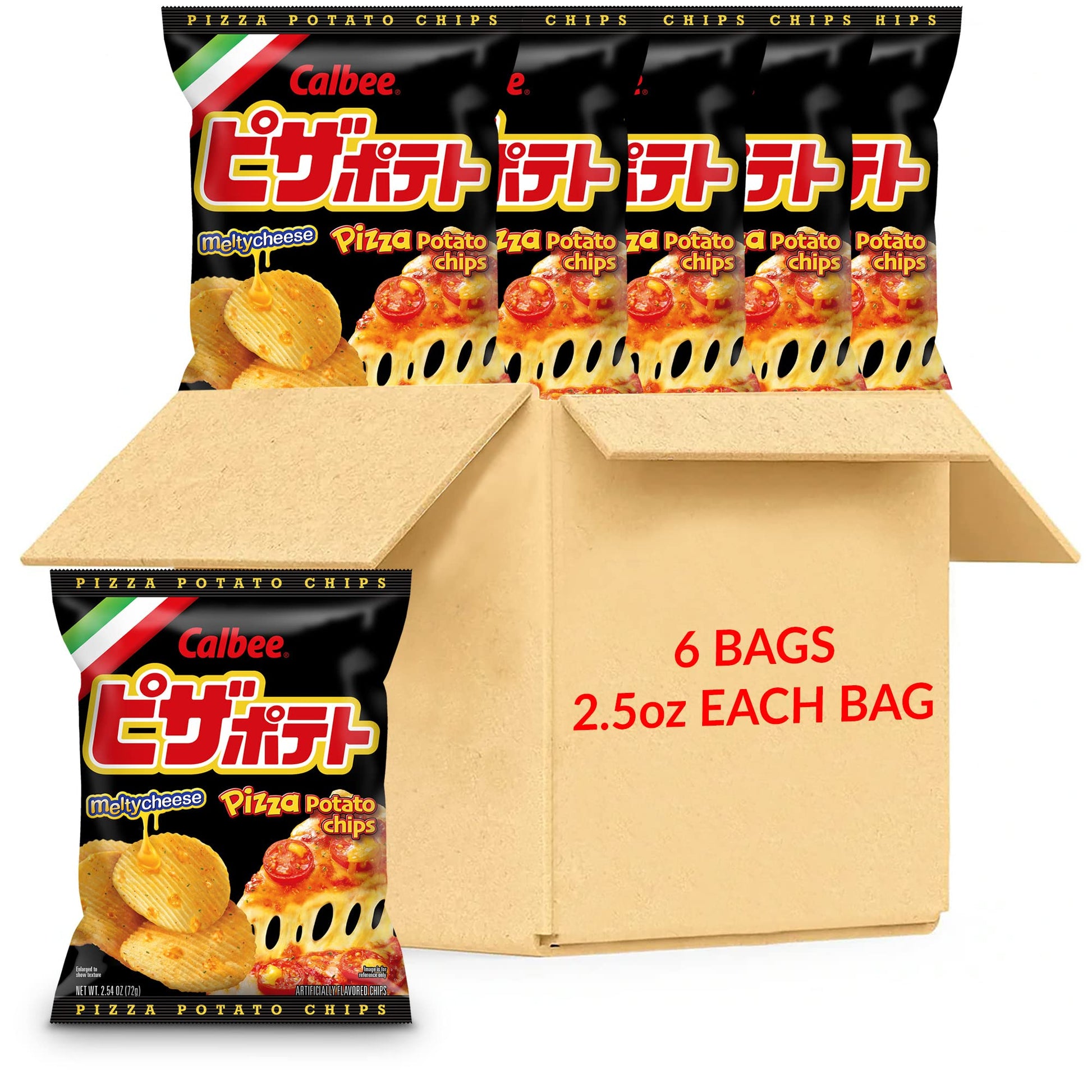 Calbee Potato Chips (Pizza Potato, 2.54 oz) | Taste The Tradition of Japanese Snacks | Enjoy These Irresistible & Deliciously Cr