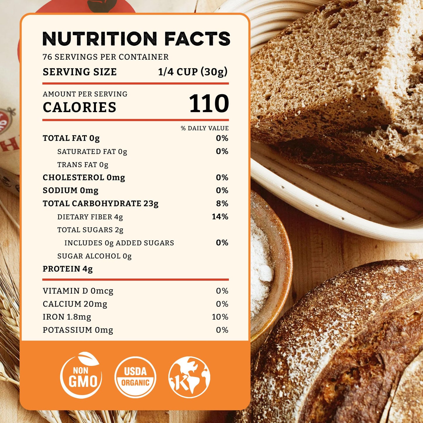 Sunrise Flour Mill Heritage Organic Whole Wheat Flour - 5 Lbs | Milled From Red Hard Wheat Within 10 Days | Easier To Digest Wit