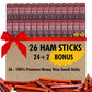 Jerky.Com Honey Ham Pork Jerky Snack Sticks 26 Pack (24 + 2 Bonus) | 5G Protein, 90 Calories, Gluten-Free, Individually Wrapped, Keto Friendly, Low Carb Snack | Delicious Sweet & Savory Jerky Meat Sticks | Gifts For Men