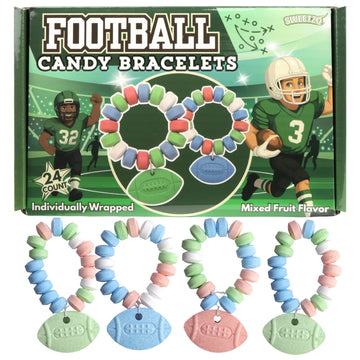 Football Candy Bracelets  Sports Themed Edible Jewelry  Individually Wrapped Team Party Favors  24 Count  10.16 Ounces