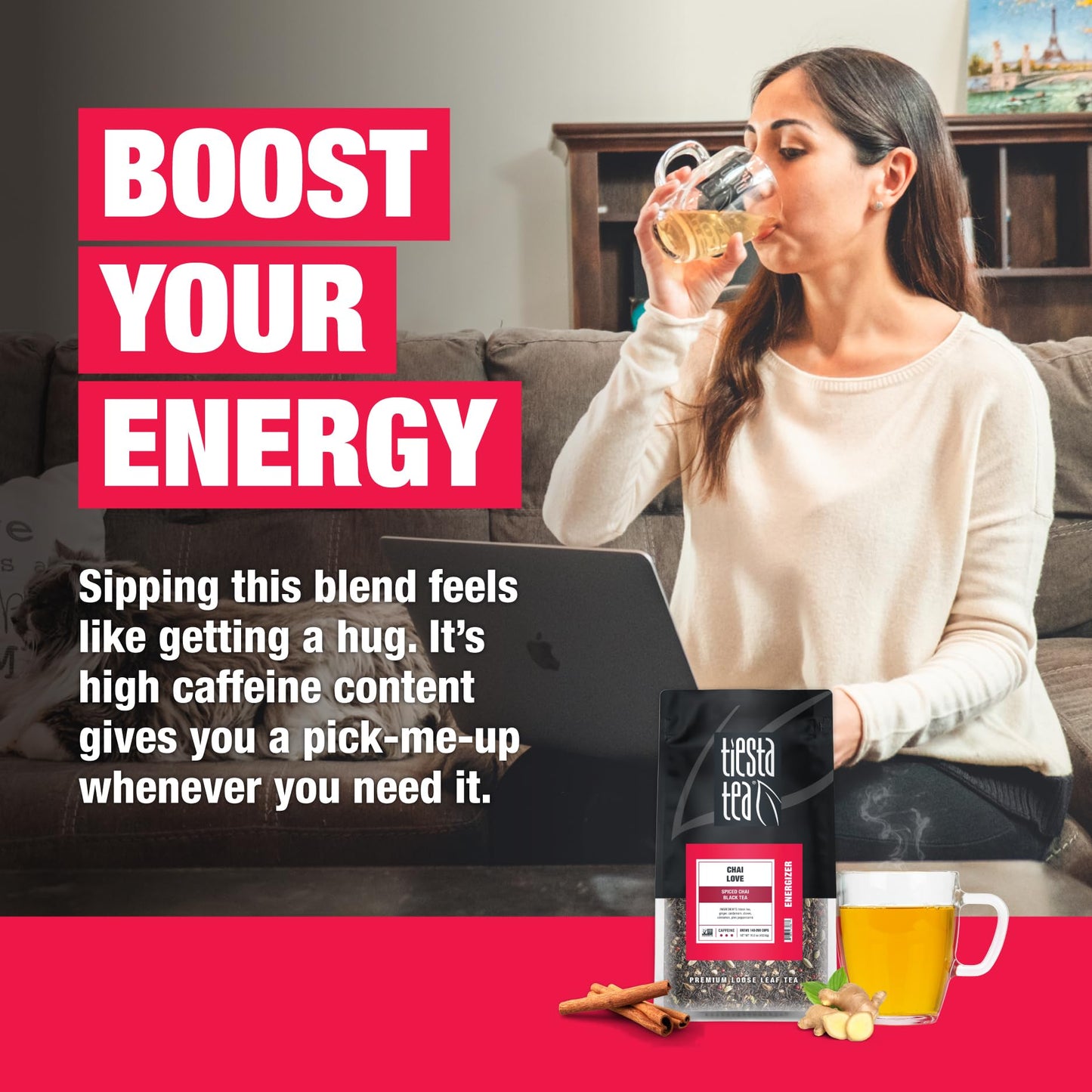 Tiesta Tea - Chai Love | Loose Leaf | Spiced Chai Black Tea | Premium High Caffeinated Blend | Make Hot Or Iced & Brews Up To 20