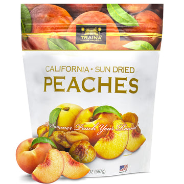Traina Home Grown California Sun Dried Peaches - Healthy & Non-Gmo, Natural Sweet Flavor Fruit No Sugar Added, Perfect Snack In