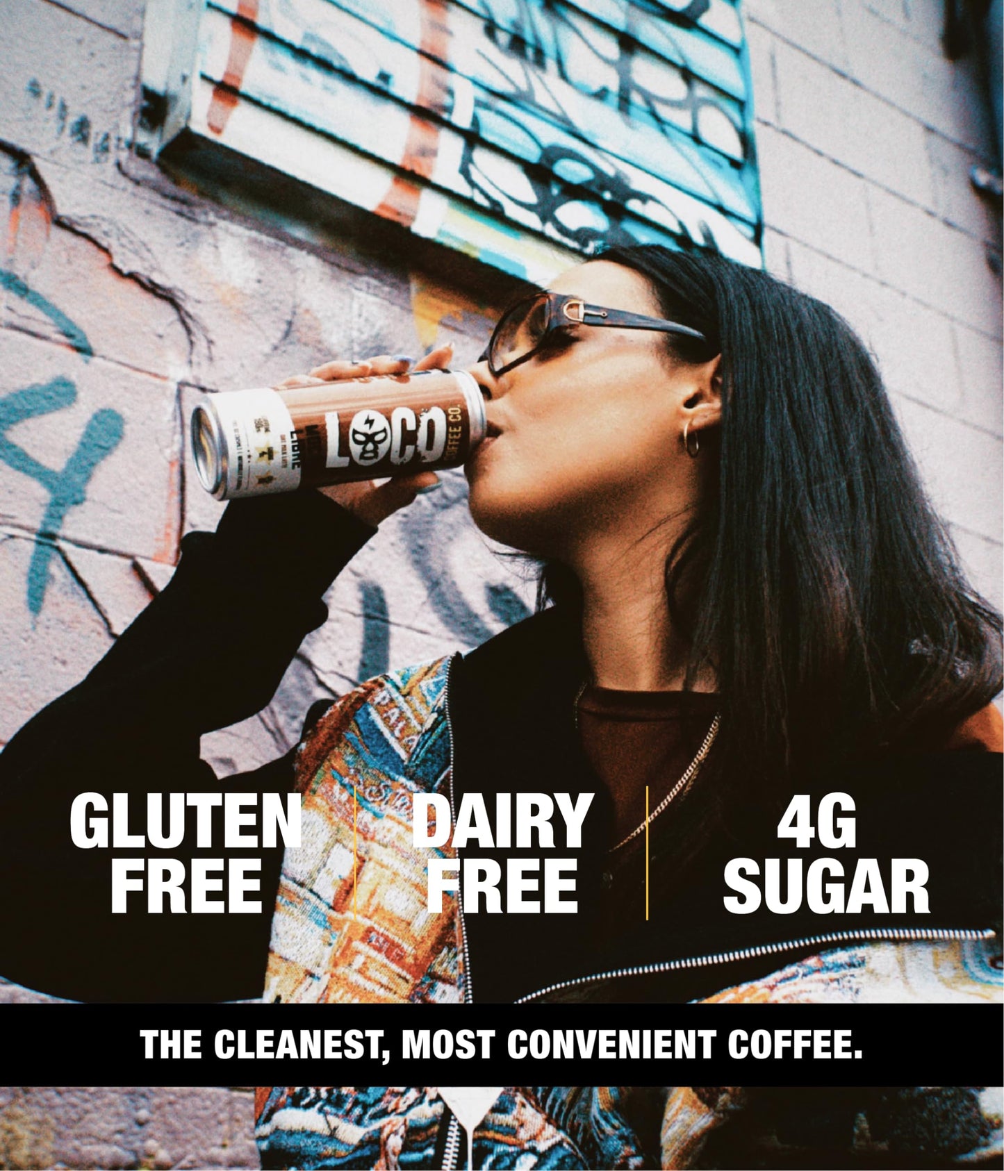 Loco Life Brew Mocha Oat Milk Latte Cold Brew Coffee, Medium Roast, 180mg Caffeine, 11oz Can, 12 Count, Gluten Free, Low Sugar