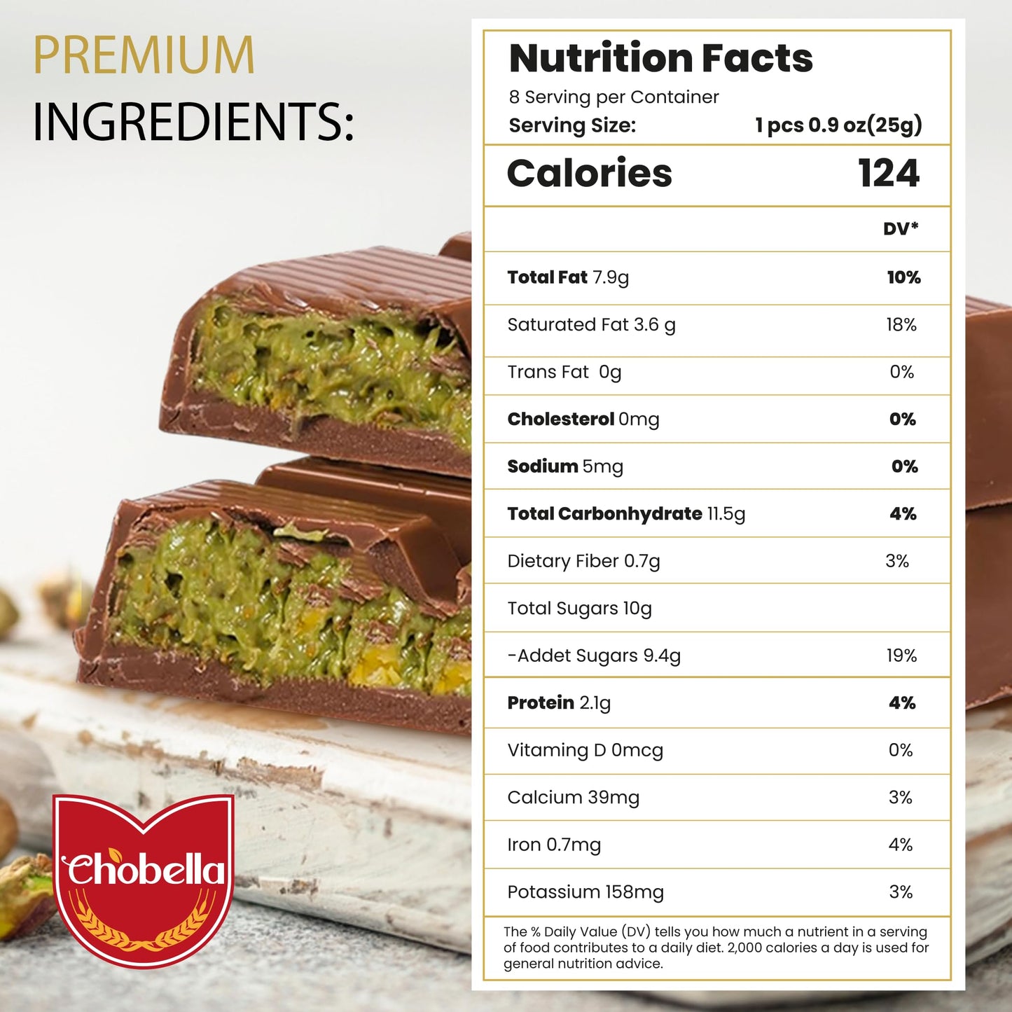 Chobella Dubai Chocolate Bar Pistachio 2 Pack, Enhanced Pistachio Dubai Chocolate Bar With Shredded Phyllo Dough, Viral Knafeh Candy With Kataifi, Gift Box (Total 14 Oz - 400 G)