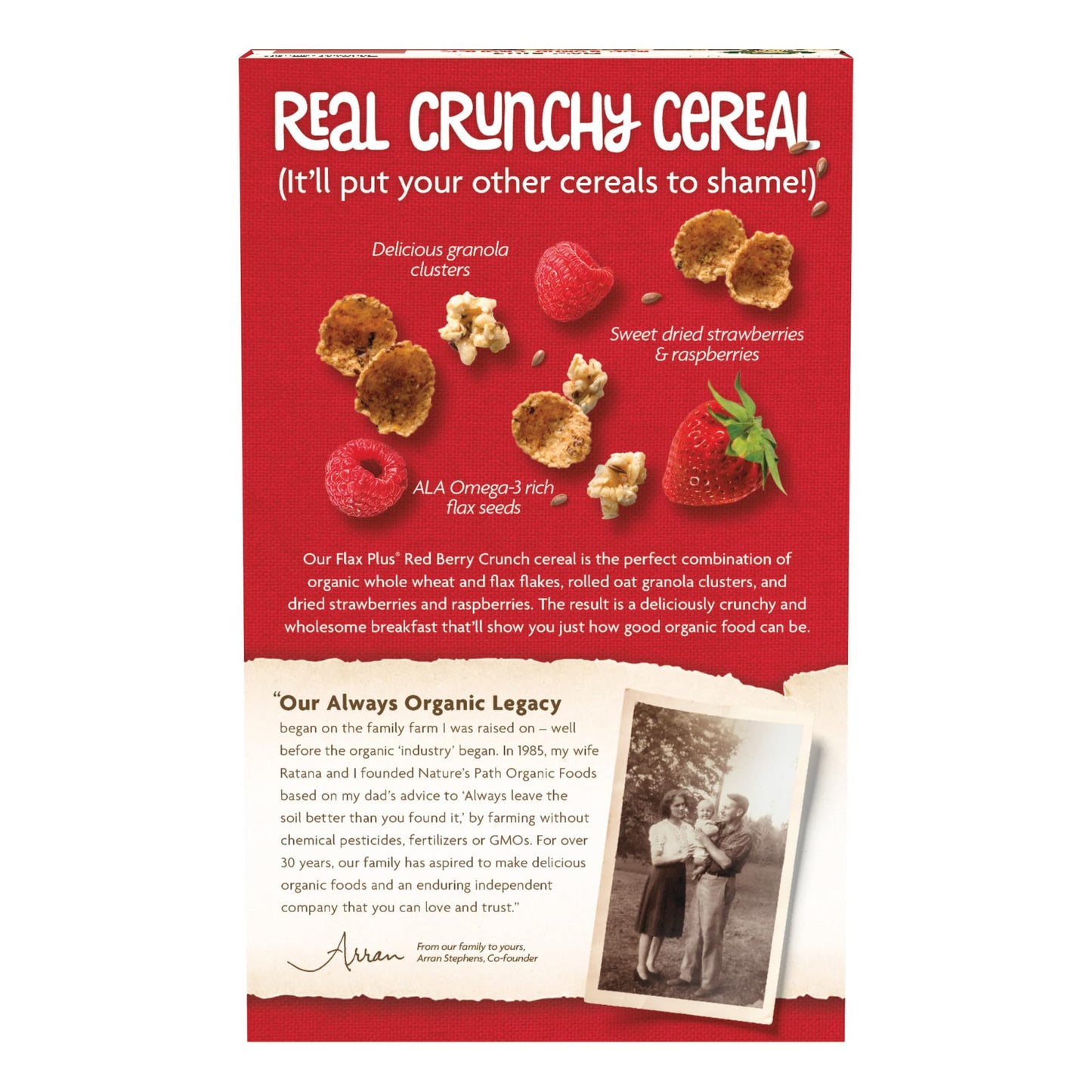 Nature'S Path Organic Flax Plus Red Berry Crunch Cereal, 10.6 Oz (Pack Of 1), Non-Gmo