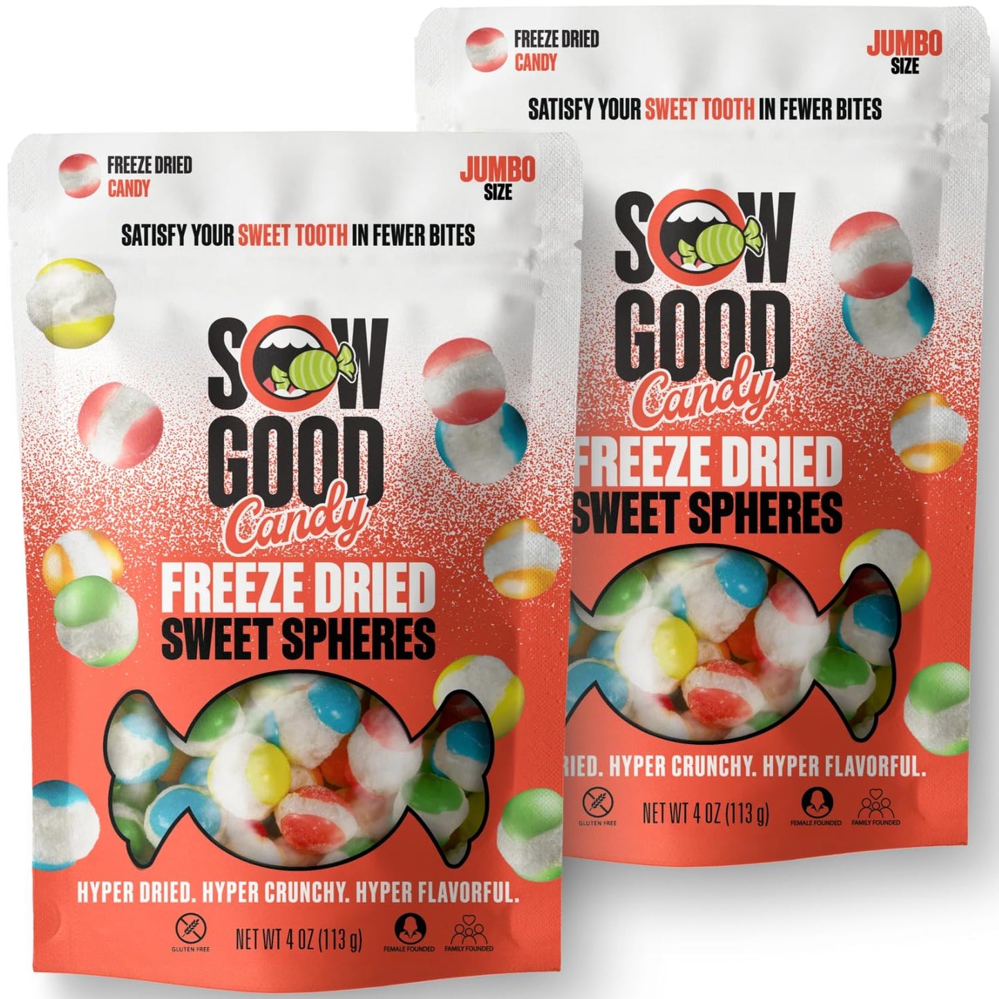 Sow Good Freeze Dried Candy Sweet Spheres 2 Pack - A Freeze Dried Candy Variety Pack Of Yummy Flavors (Strawberry, Lemon, Orange
