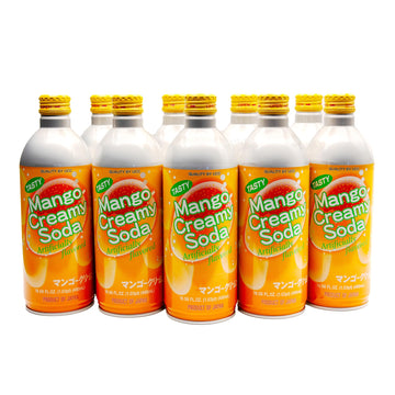 UCC Mango Creamy Soda, 16.5 Fl Oz, Pack of 24 - Refreshing Carbonated Mango Drink, Convenient Bottled Beverage, Imported from Japan