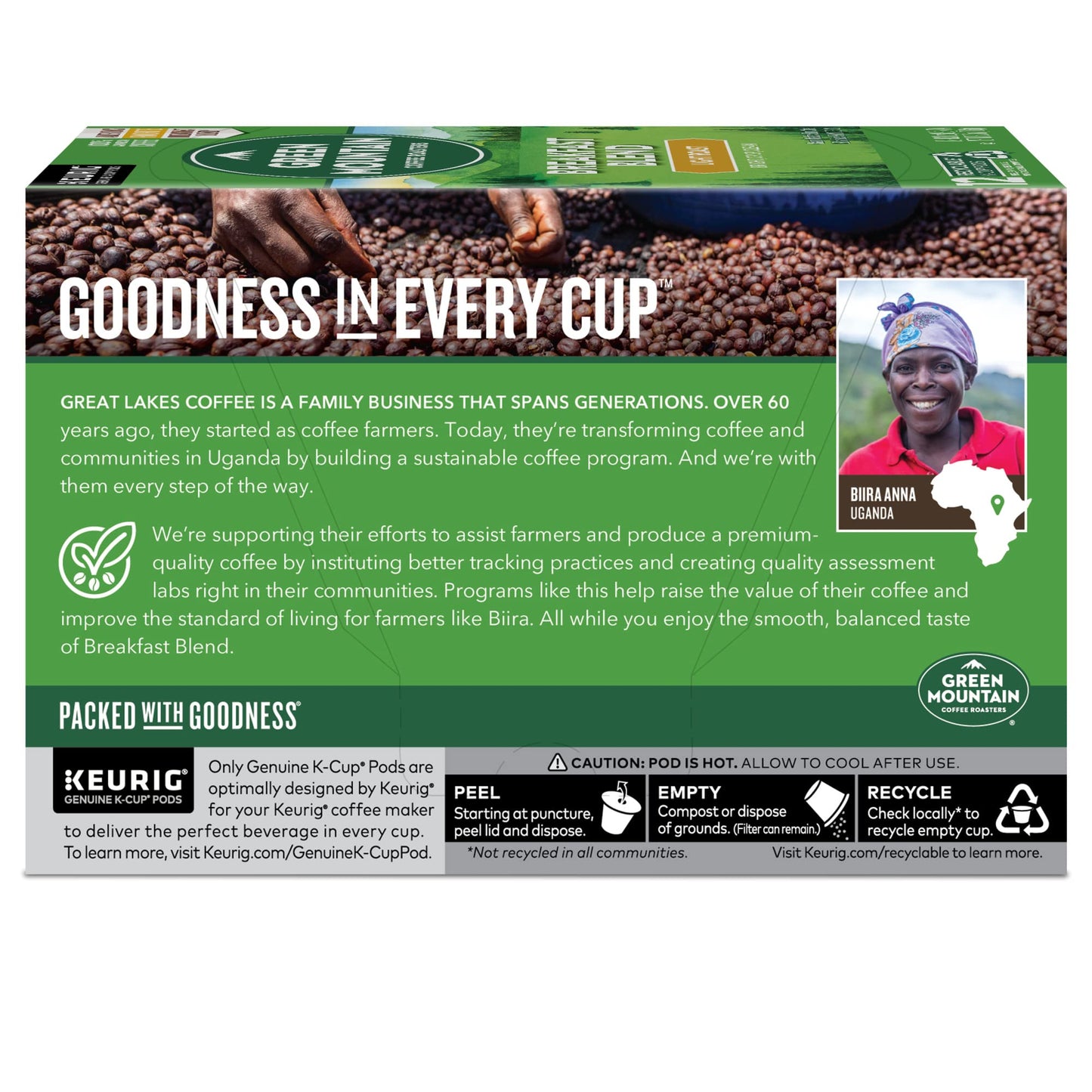 Green Mountain Coffee Roasters Breakfast Blend Single-Serve Keurig K-Cup Pods, Light Roast Coffee, 12 Count