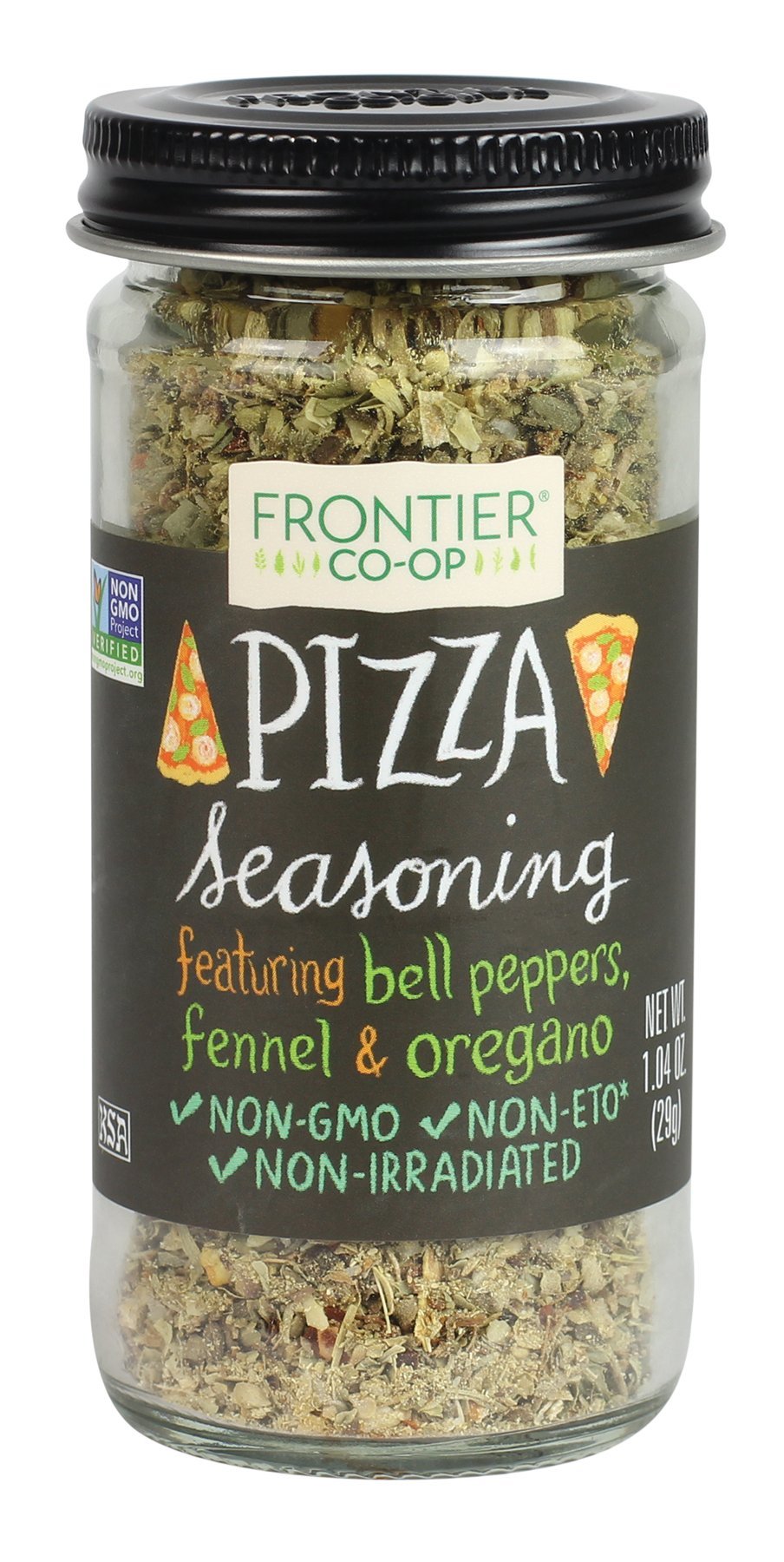Frontier Co-Op Pizza Seasoning, 1.04-Ounce Jar, Featuring Bell Pepper, Fennel Seed & Oregano, Great On Pasta And Salads