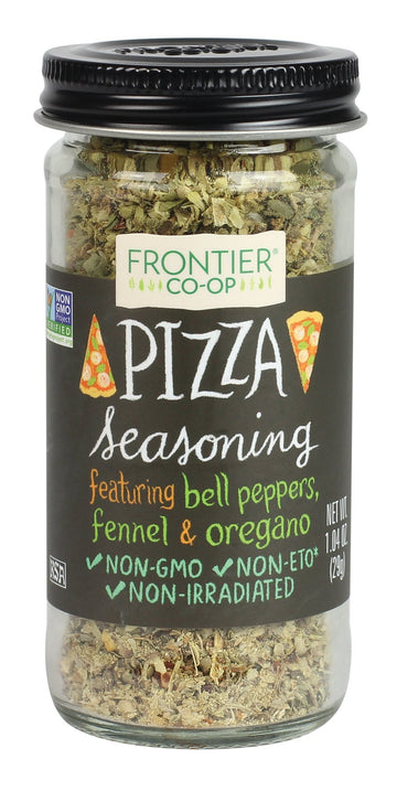 Frontier Co-Op Pizza Seasoning, 1.04-Ounce Jar, Featuring Bell Pepper, Fennel Seed & Oregano, Great On Pasta And Salads
