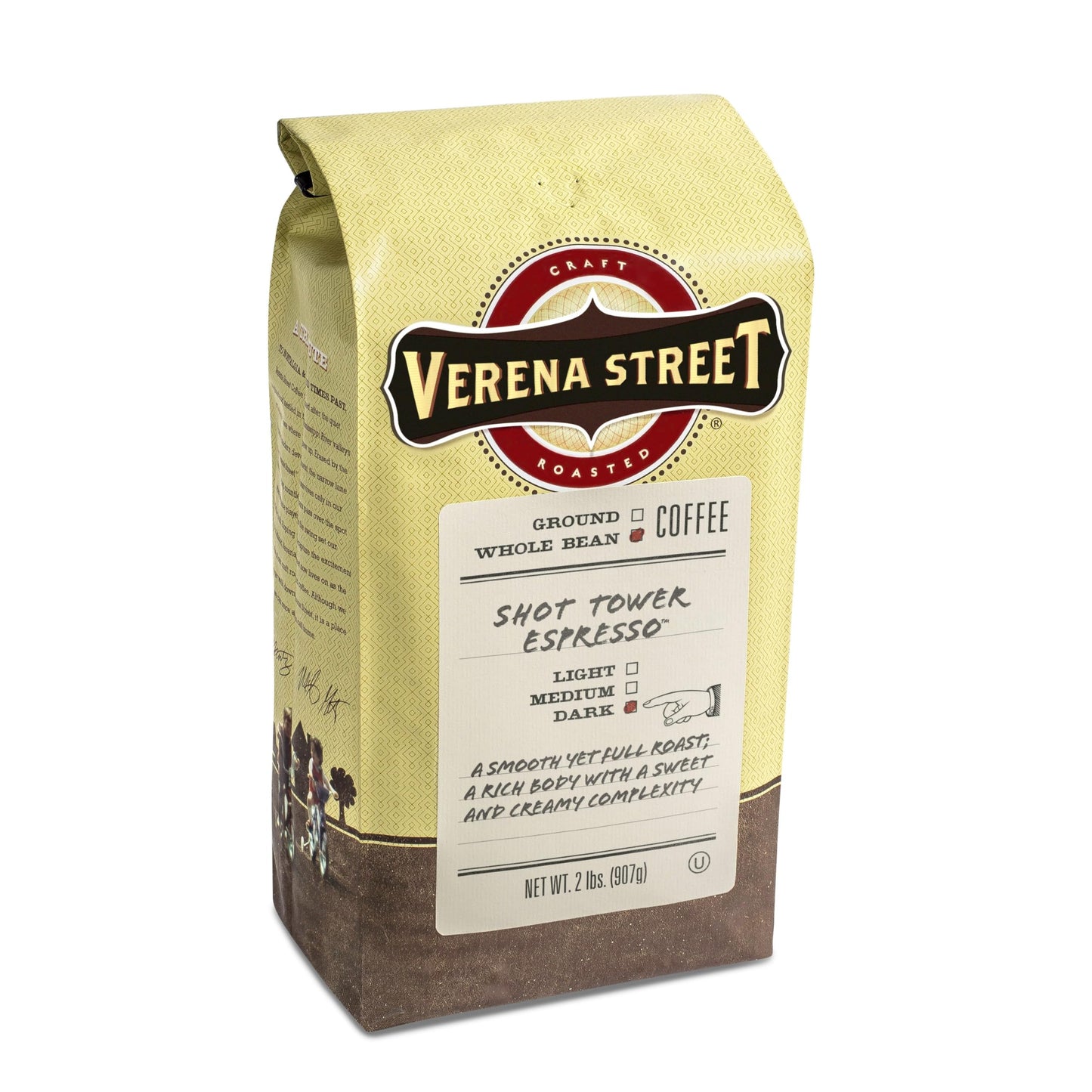 Verena Street Espresso Beans, Shot Tower Whole Bean, Rainforest Alliance Certified, 32 Ounce