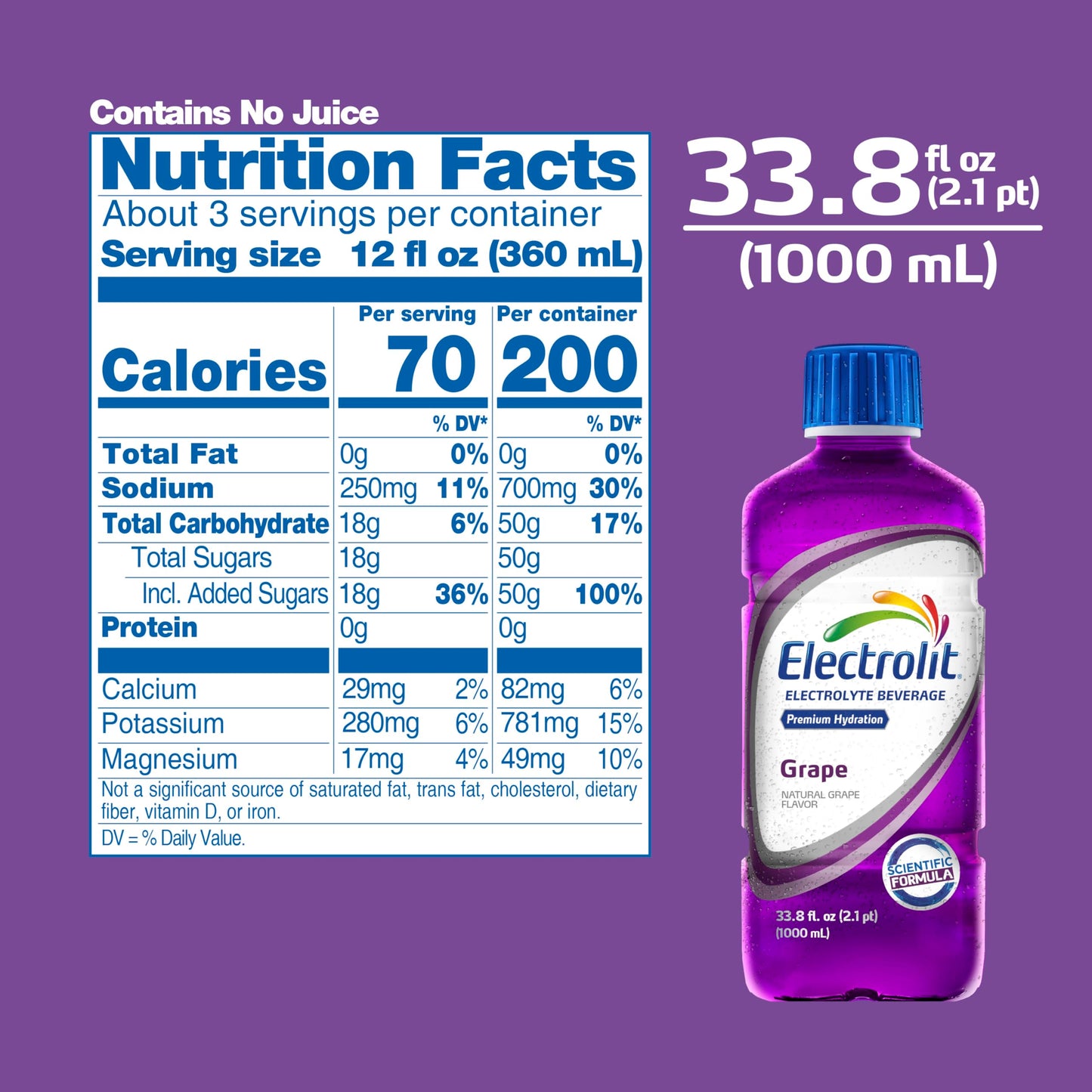 Electrolit Hydration Electrolyte Drinks, Sports Beverages with Electrolytes, 1000 ml (Pack of 6), G  Flavor