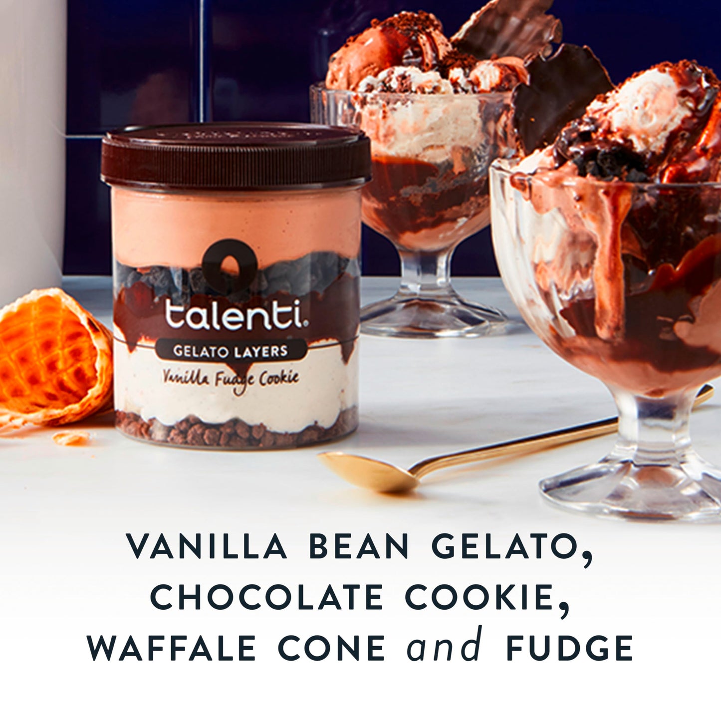 Talenti Gelato Layers For a Delicious Frozen Dessert Vanilla Fudge Cookie Made With Ingredients 303.3g
