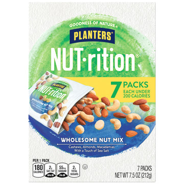 PLANTERS Nut-rition Wholesome Nut Mix, 7.5 oz Box, Cashews, Almonds, Macadamias, No Artificial Flavors, Kosher