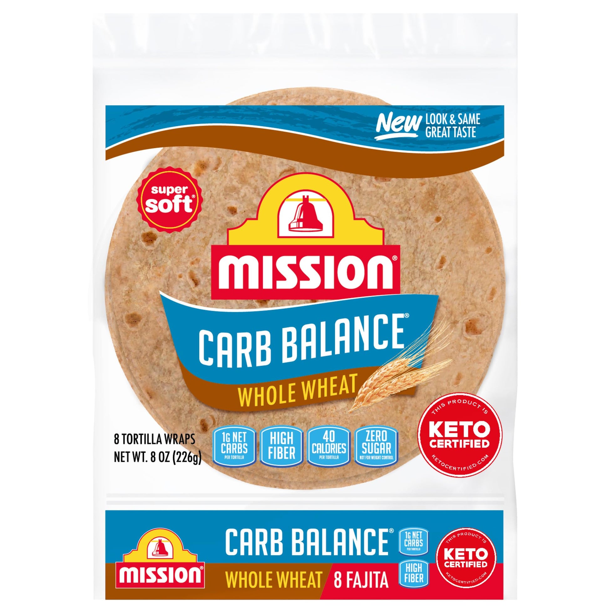 Mission Carb Balance Whole Wheat Flour Tortillas, Fajita Size, 8 Count