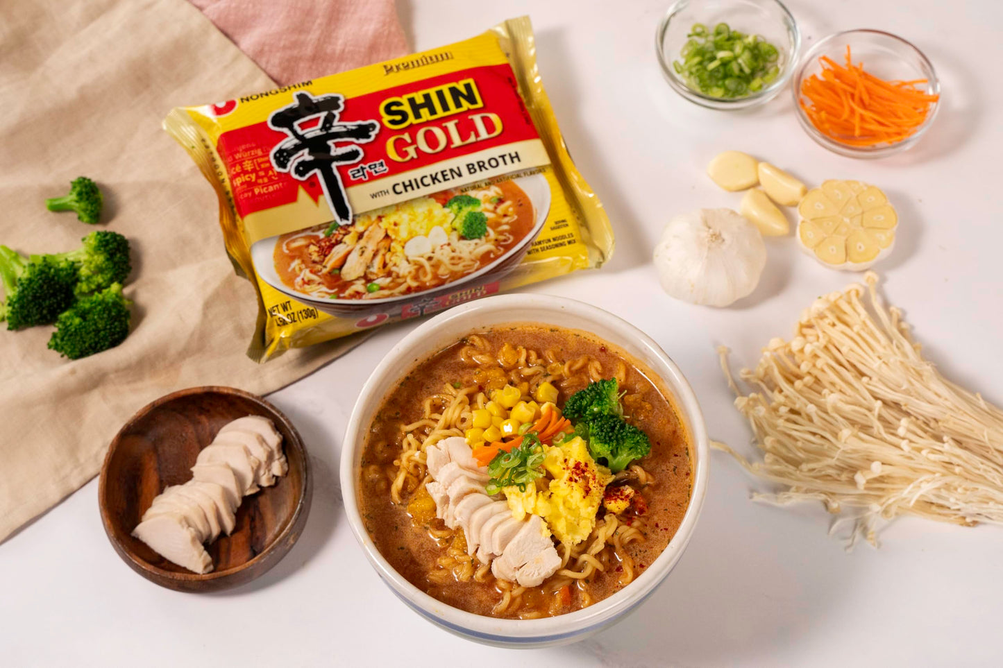 Nongshim Ramen Noodles  Gourmet Instant Ramen  enhanced Microwavable Noodle Soup  Shin Gold  4.58 Ounce (Pack of 16)