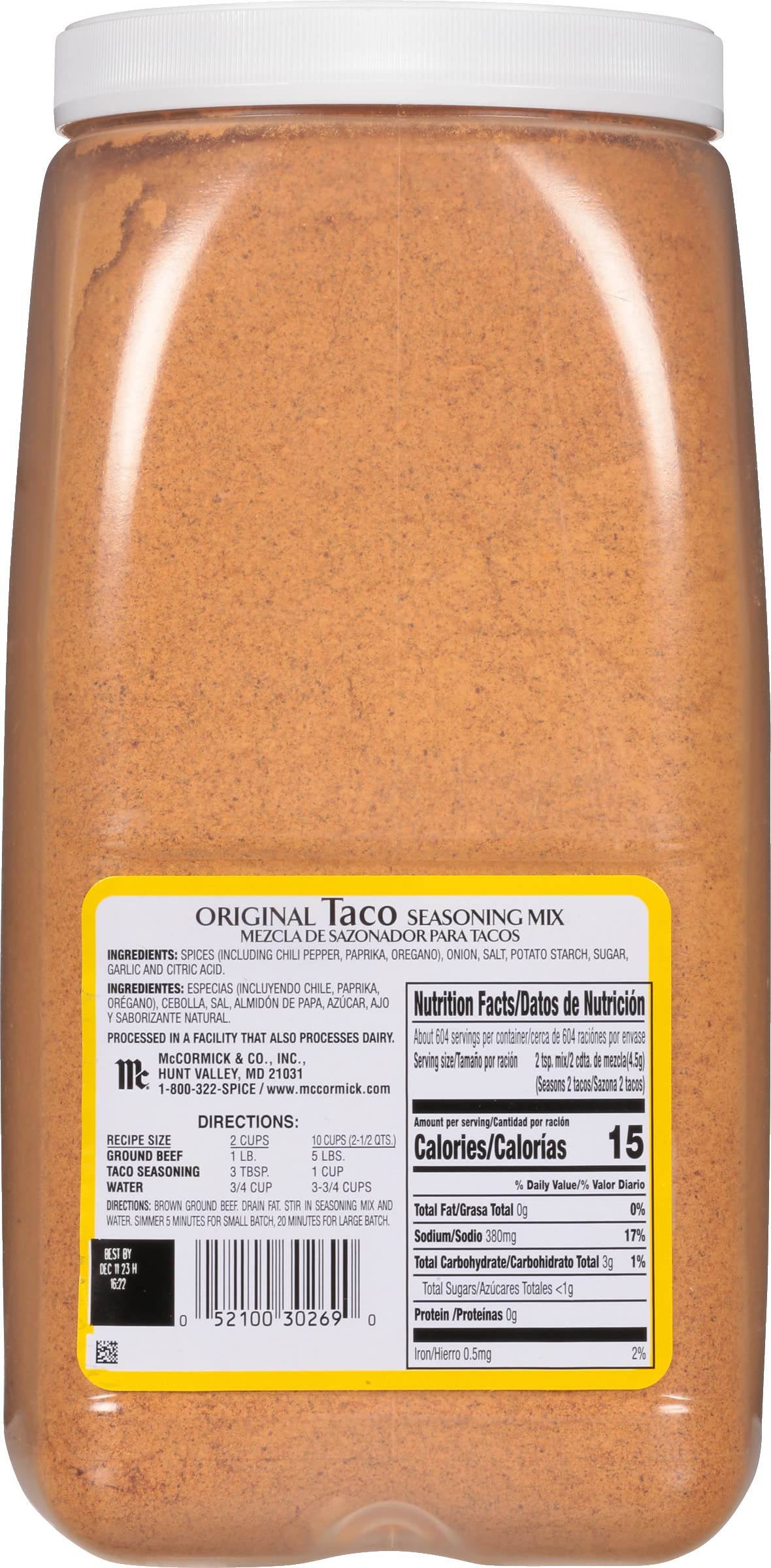 McCormick Taco Seasoning Mix, 6 lb - Ideal for Ground Beef, Turkey, Chicken, Tacos, Rice, & Vegetables
