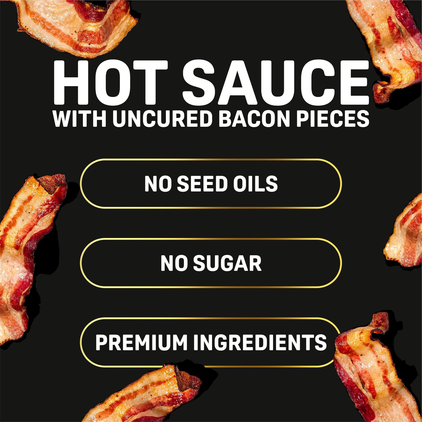 Baconic Bacon Infused Hot Sauce - Spicy, Zero Sugar, Keto-Friendly, 12oz Glass Bottle