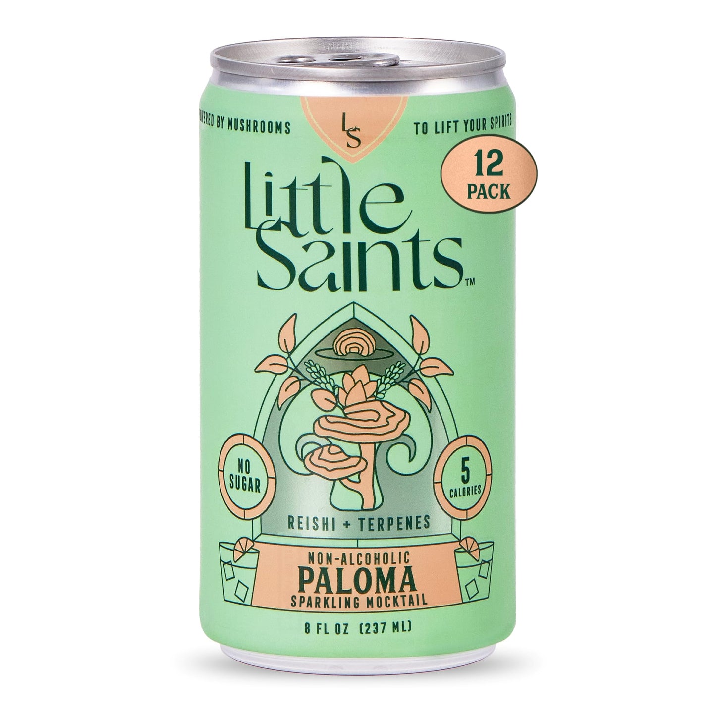 Little Saints Mocktails Non Beverage-Style Drinks  Paloma (12 Pack) - Plant-Based & Beverage-Style-Free Paloma Mixed Flavor Mixers - Sugar-Free Ready-To-Drink Sparkling Beverage For Parties & Celebrations  8 Oz Cans