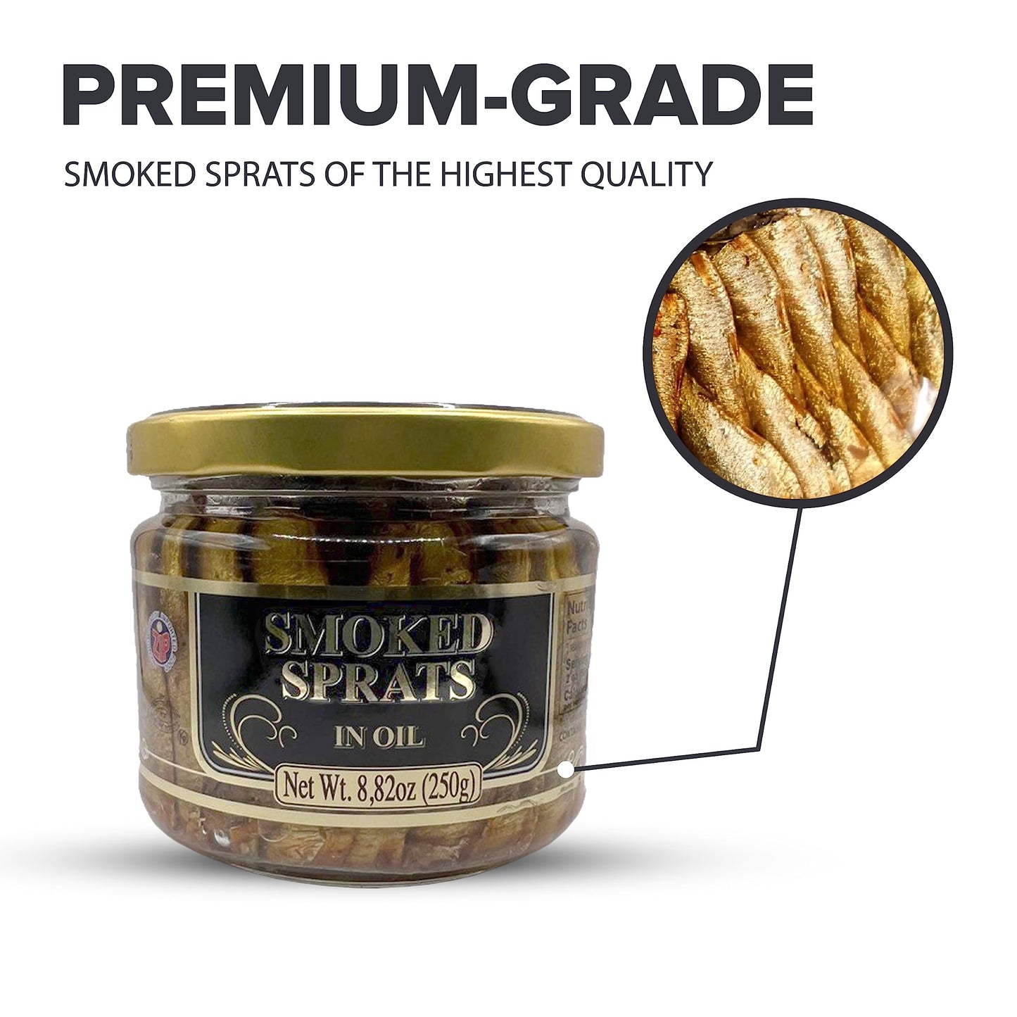 RIGA GOLD Smoked Sprats in Oil, 8.82 oz (250g), Pack of 6