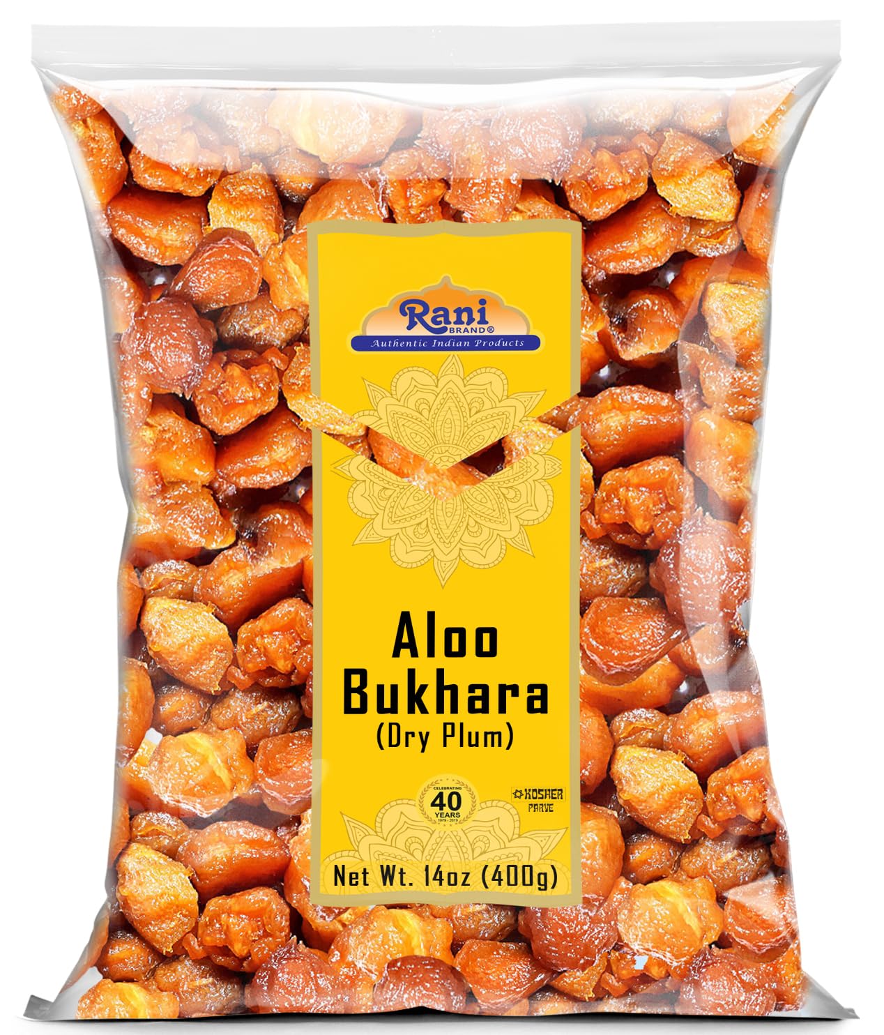 Rani Aloo Bukhara Dry Plum 14oz | All Natural, Salt Free, Vegan, Gluten Friendly, NON-GMO, Kosher, Indian Origin