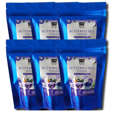Packs 6 - Pure Butterfly Pea Flower Powder 1.76oz | 100% Natural Blue Herbal Tea | Vibrant Color for Drinks & Food | Natural Foo