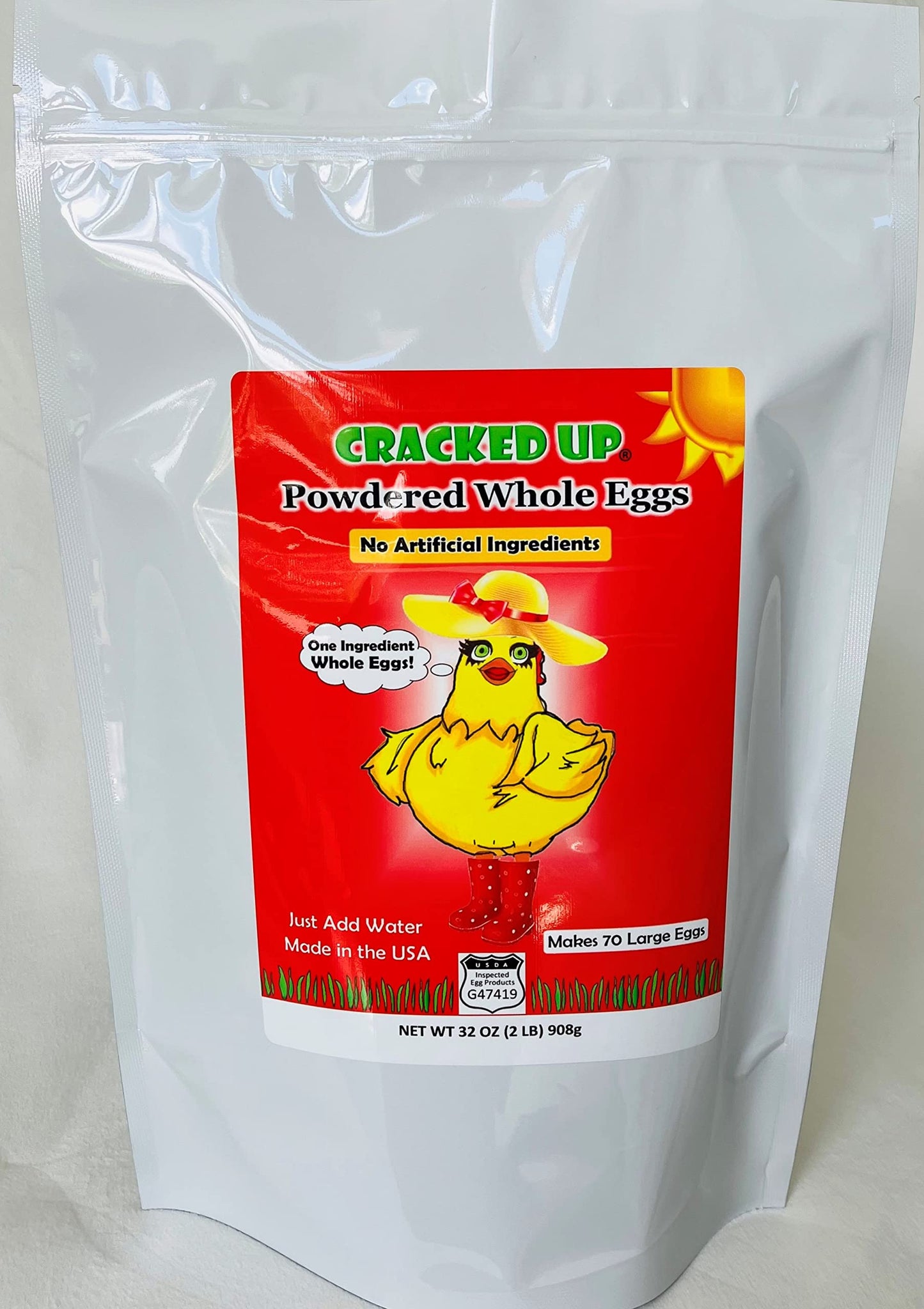 Cinnamonster Powdered Whole Eggs - Non-GMO, All Natural, 2 lbs (32 oz), Makes 70 Large Eggs, Resealable Pouch