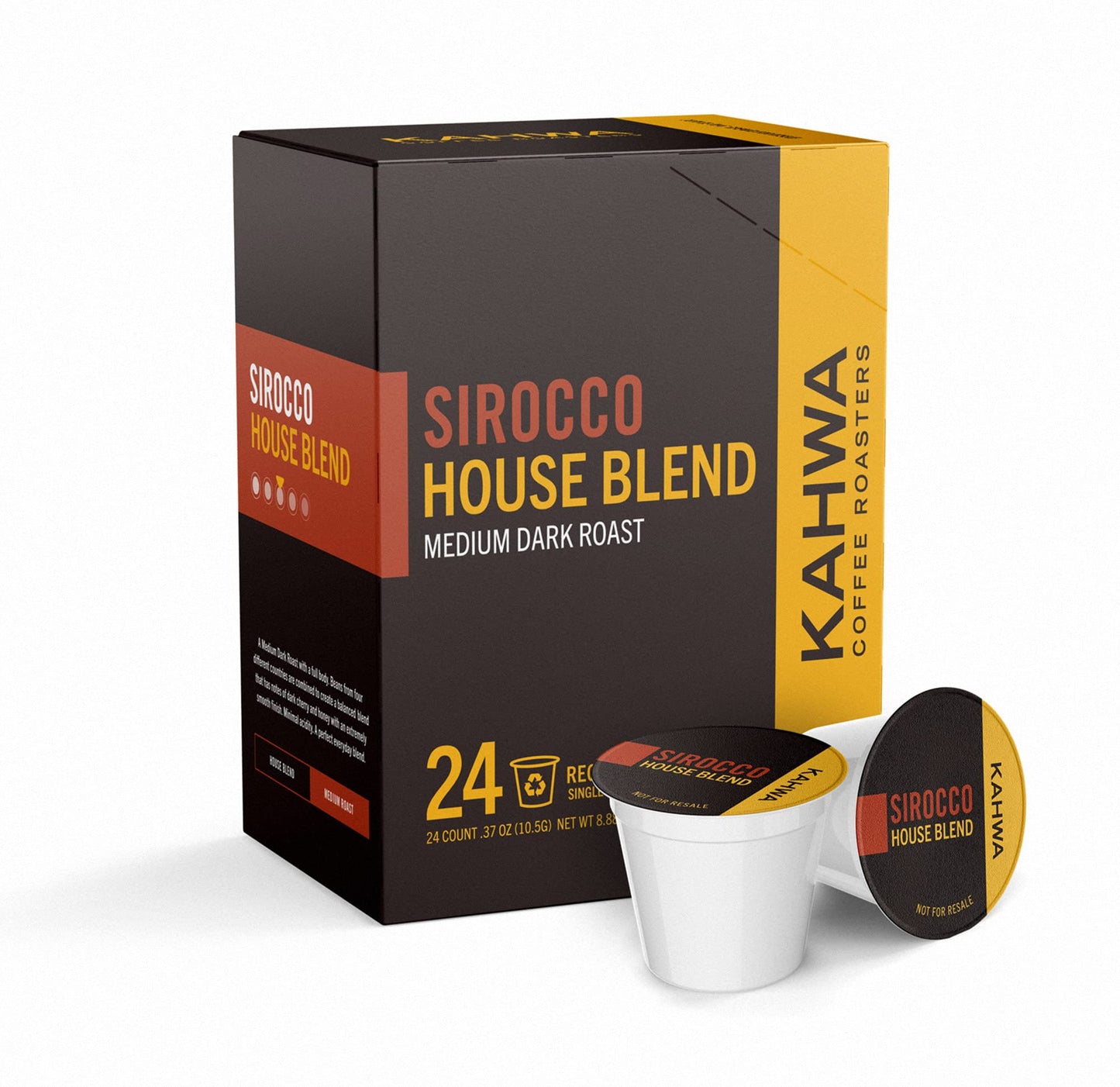 Kahwa Coffee Sirocco Medium Dark Roast Coffee Pods, 24 Count for Keurig Brewers, KCUPS 24CT - SIR