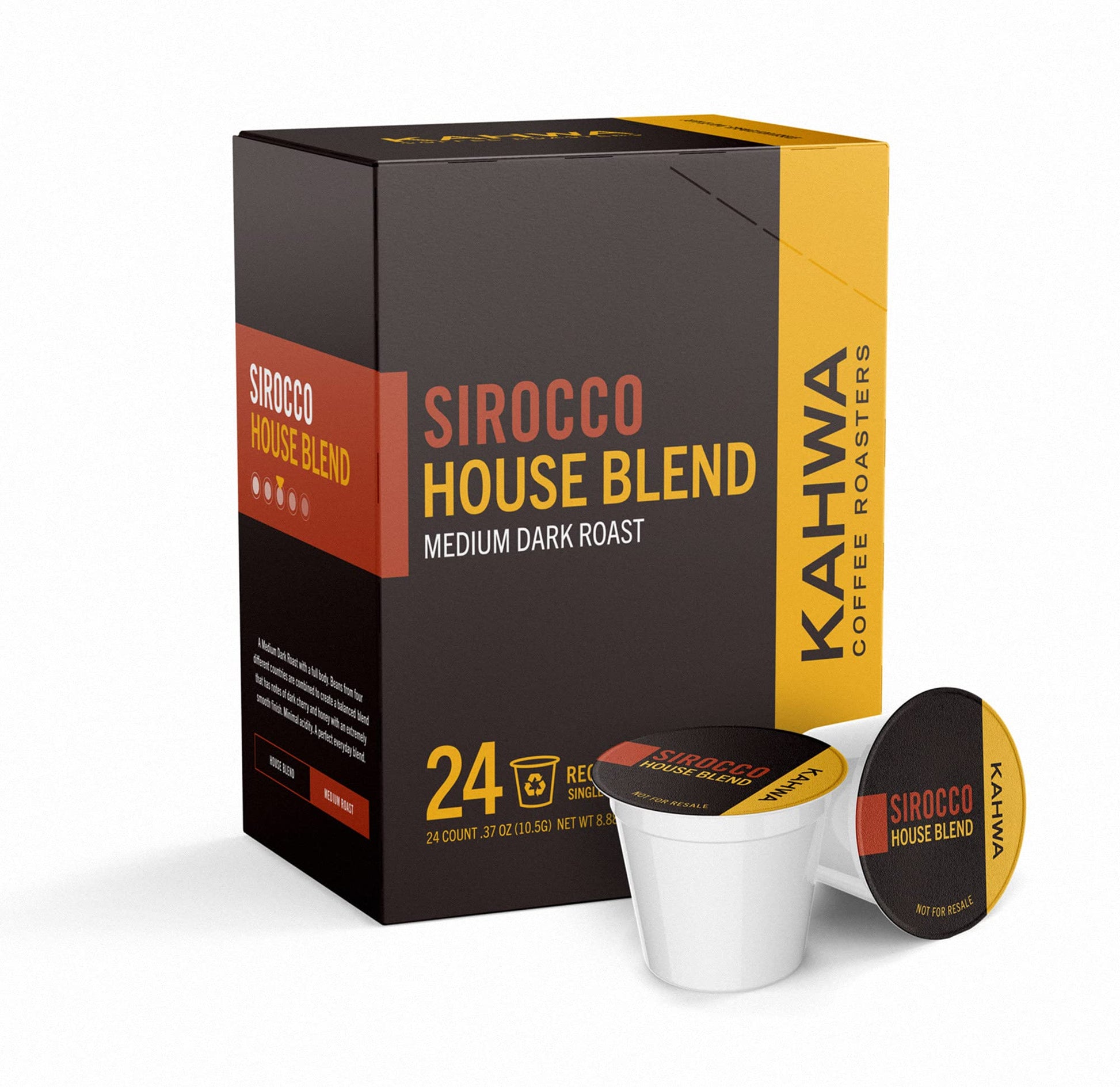 Kahwa Coffee Sirocco Medium Dark Roast Coffee Pods, 24 Count for Keurig Brewers, KCUPS 24CT - SIR