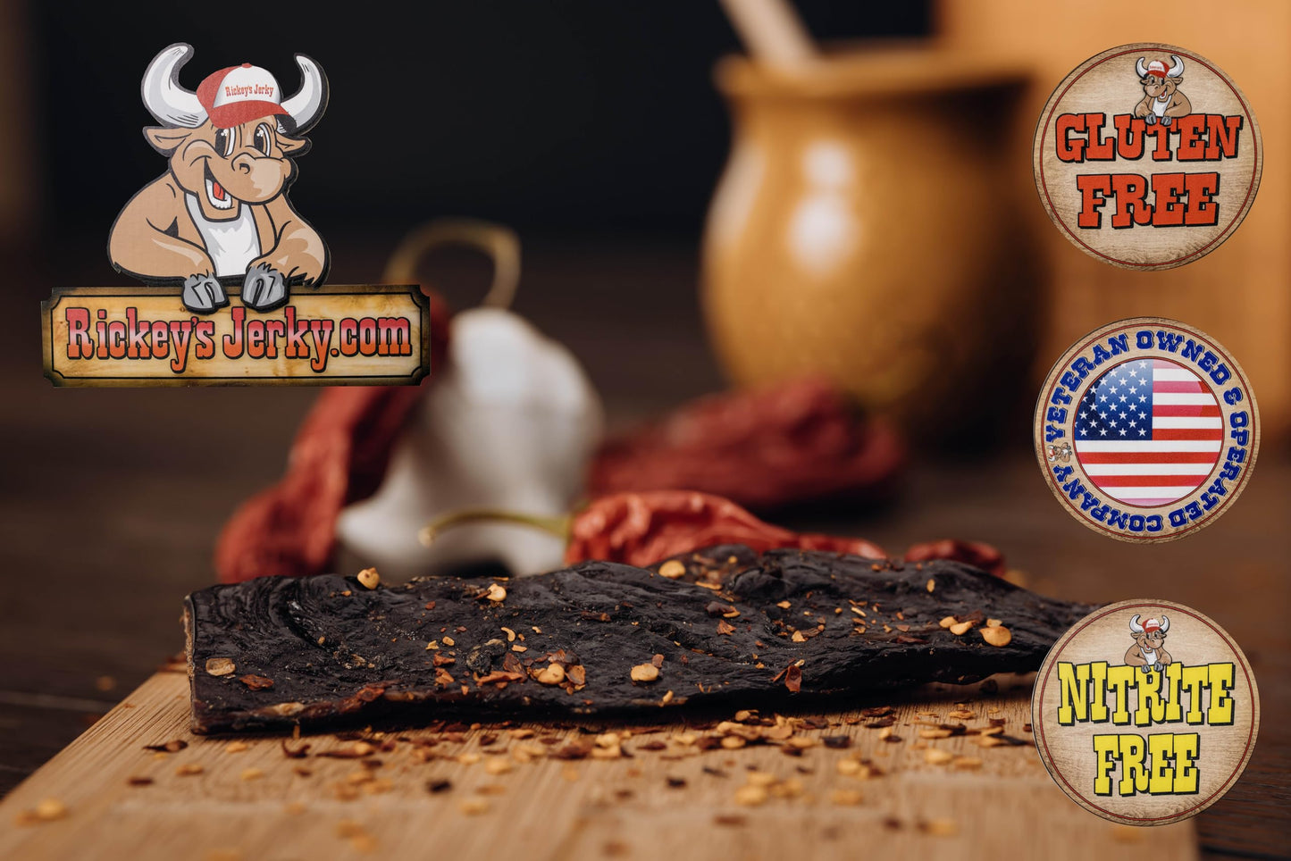 Rickey'S Exotic Kangaroo Jerky, 100% Made From Solid Strips Of Kangaroo, Exotic Wild Game Jerky, All Natural Meat, High Protein