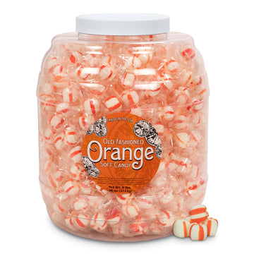 Stewart Candy Old Fashioned Pure Cane Sugar Candy Puff Balls -Made In The Usa (Orange Flavor - 96Oz Jar)