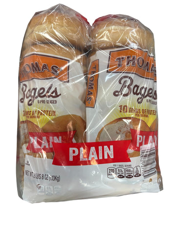 Thomas Bagels Plain, No High Fructose Corn Syrup, 10 grams of protein, 12 Pre-Sliced Bagels, 40 oz
