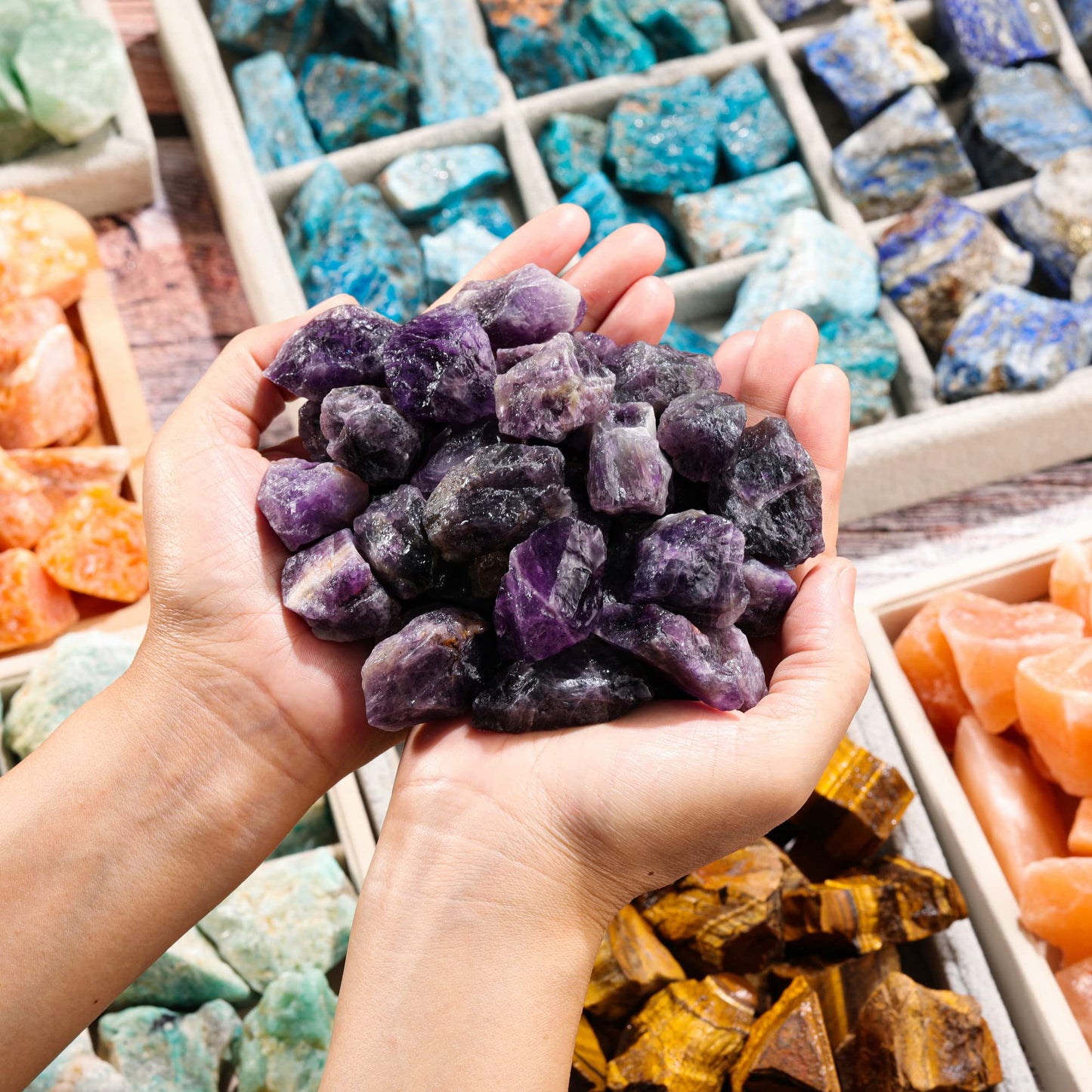 Top Plaza Bulk Amethyst Healing Crystals Rough Stones - Large 1'' Natural Raw Stones Crystal For Reiki Healing, Wicca, Witchcraf