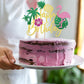 YCTHUNFISH Happy Birthday Cake Topper Tropical Hawaiian Luau Glitter Flamingo Pineapple Decoration, Bamboo, 6.3x9.6 inches