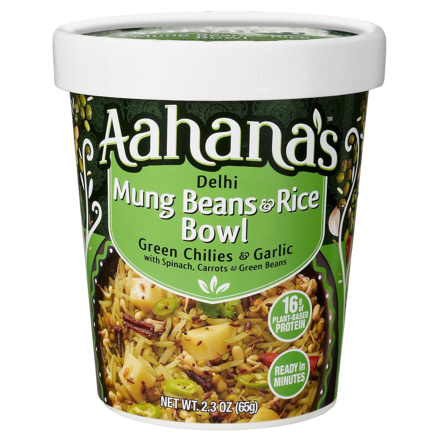 Aahanas Mung Beans & Rice Bowl – Vegan, Gluten-Free, Non-GMO, 2.3 oz (Pack of 4) – Ready to Eat Indian Vegetarian Meal