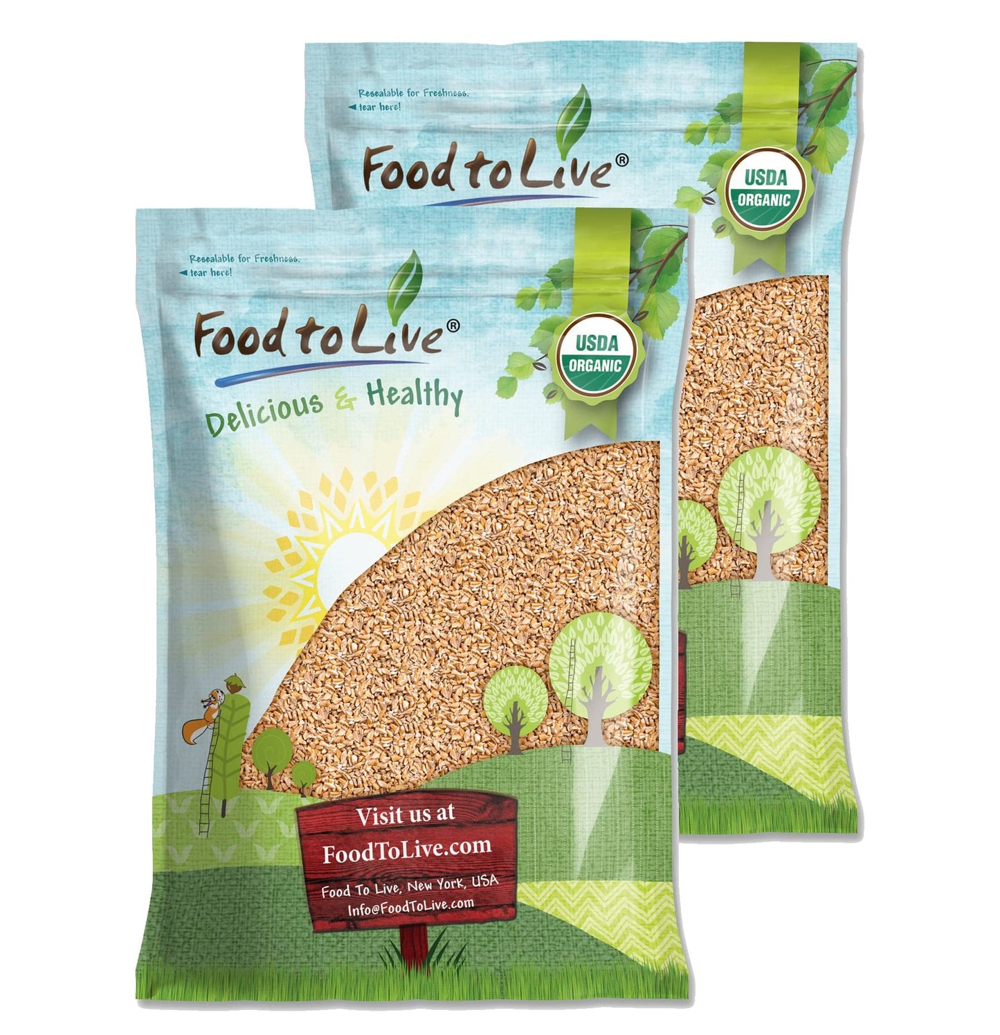 Food to Live Organic Italian Steel Cut Farro, 20 Pounds - Non-GMO, Cracked Pearled Wheat Grain, Non-Irradiated, Vegan, Bulk. Eas