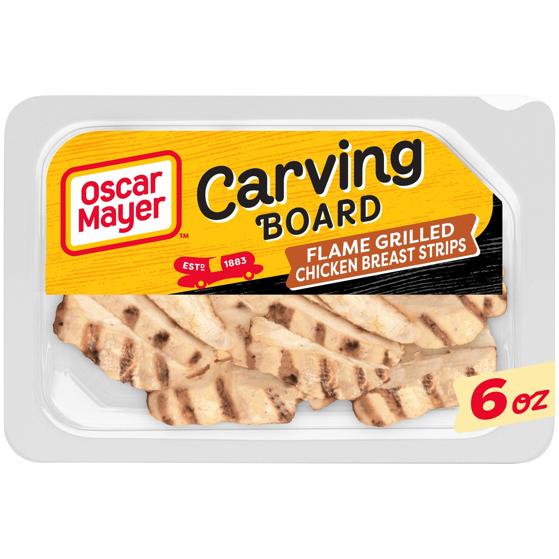Oscar Mayer Carving Board Flame Grilled Chicken Breast Strips Sliced Deli Sandwich Lunch Meat (6 oz Tray)