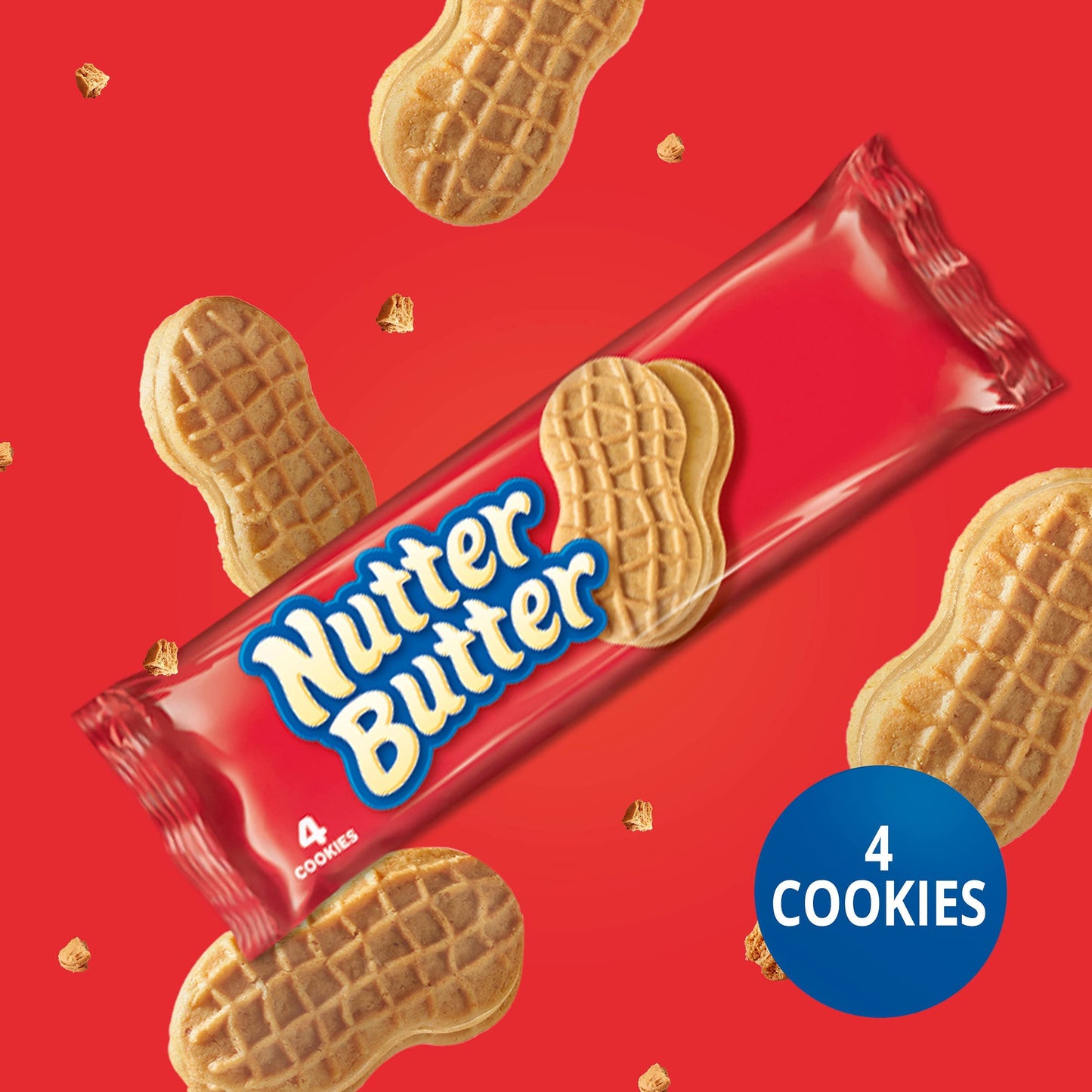 Nutter Butter Peanut Butter Sandwich Cookies, 12 Snack Packs (4 Cookies Per Pack)
