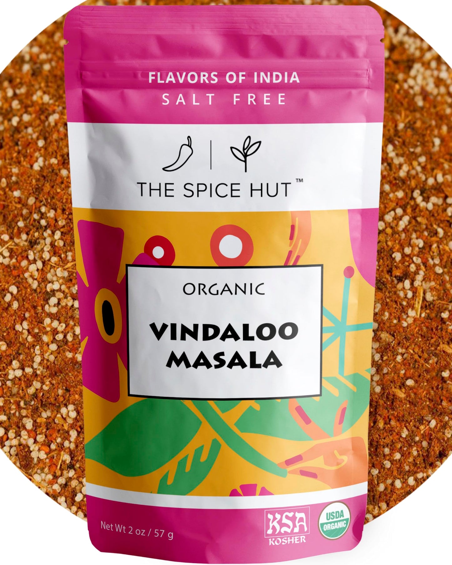 The Spice Hut Organic Vindaloo Masala Powder, Salt-Free, Vegan, 2oz Pack