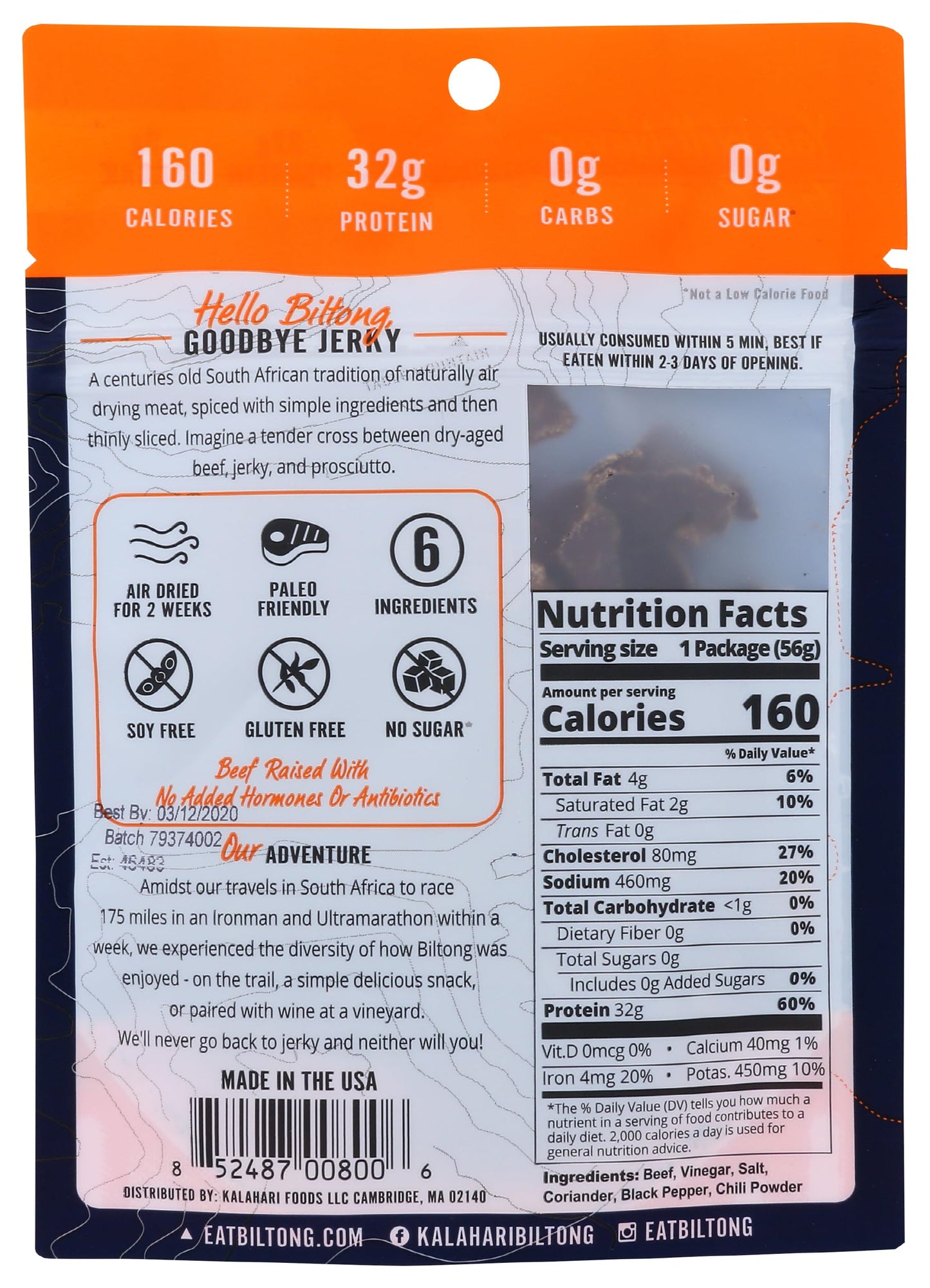 Kalahari Original Flavor Kalahari Biltong 2 Oz
