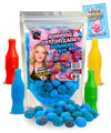 Ashley Dashley s-Popping Cotton Candy Gushers Kit-(3/4 LB) Juicy Gummies Coated W/Cotton Cqndy Crunch, Wax Bottles + Fizzing Ca