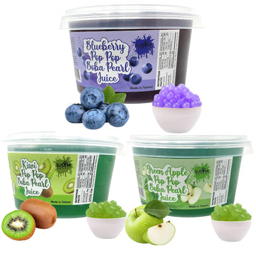 Fusion Select Bursting Bobaz Pearls Fruit Tea Snack Toppings - Small Size - Blue Kiwi Green Flavor